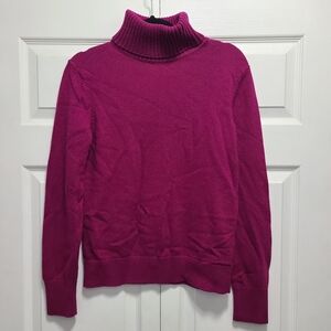 Lands' End Magenta Turtleneck Sweater M‎ 10-12 Wool Nylon Blend